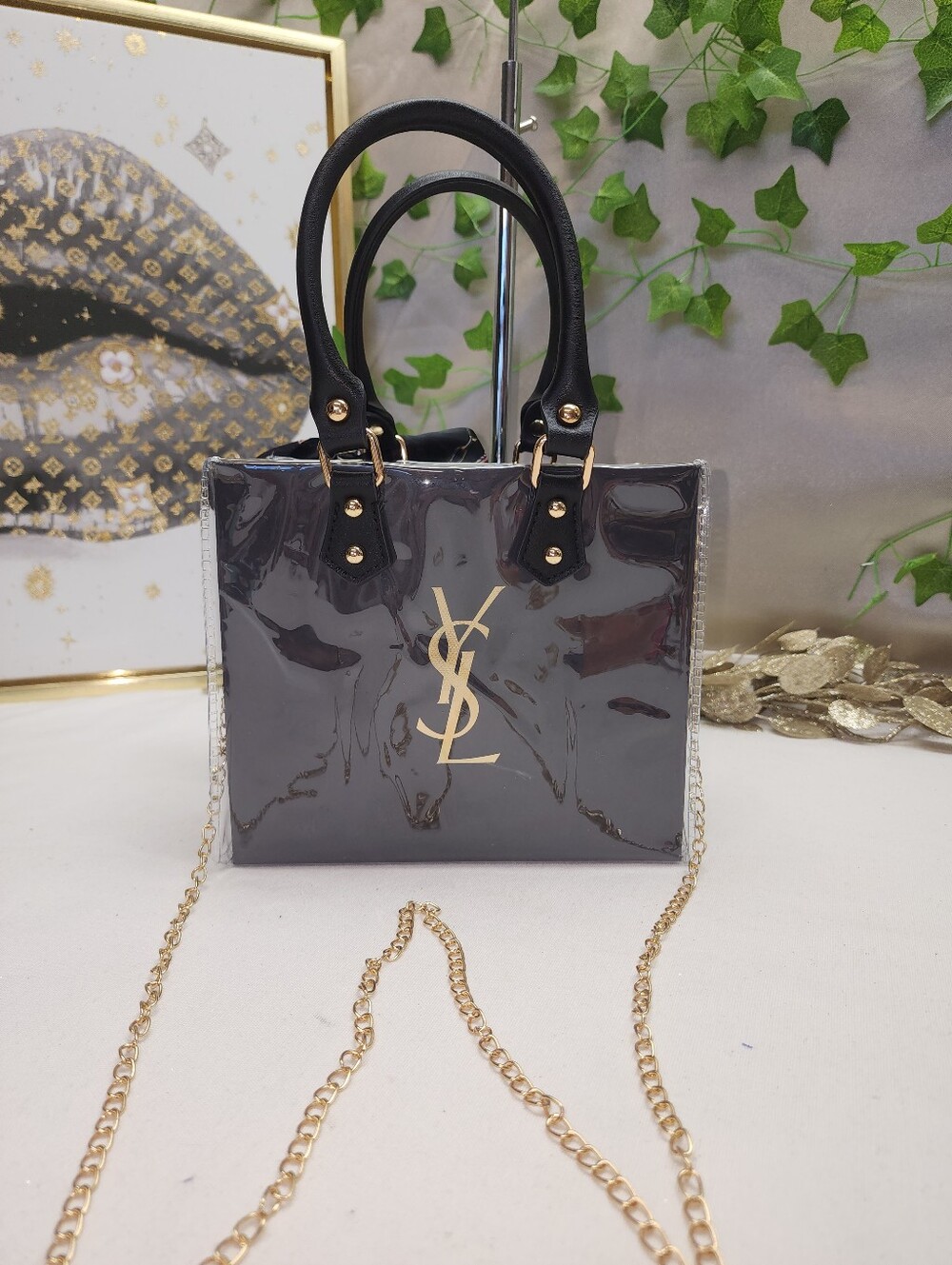 Authentic Yves Saint Laurent Shopping Bag In PVC Tote - Picture 4 of 10
